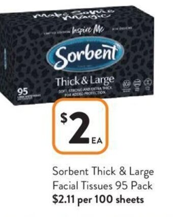 Foodworks Sorbent Thick & Large Facial Tissues 95 Pack offer
