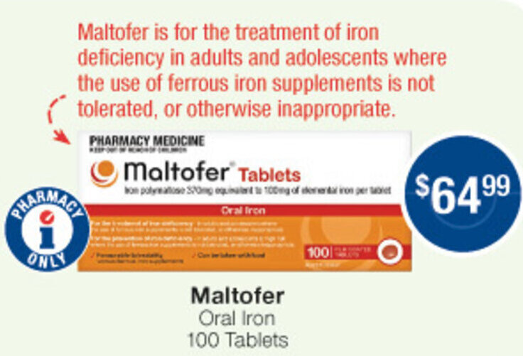 Maltofer Oral Iron 100 Tablets offer at Pharmacist Advice