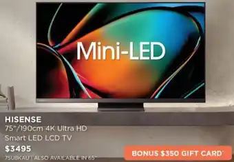 Bing Lee HISENSE 75"/190cm 4K Ultra HD Smart LED LCD TV offer