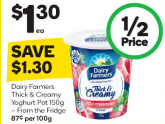 Woolworths Dairy Farmers Thick & Creamy Yoghurt Pot 150g offer