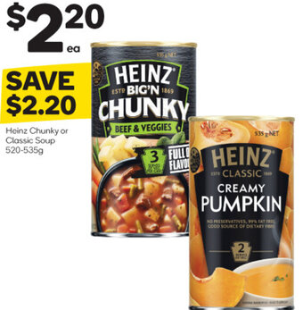 Woolworths Heinz Chunky or Classic Soup 520-535g offer