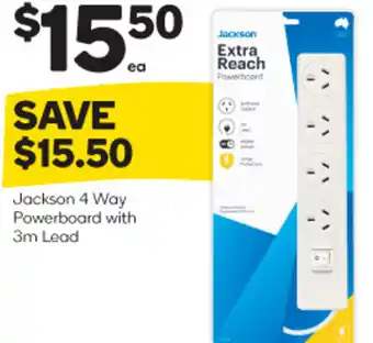 Woolworths Jackson 4 Way Powerboard with 3m Lead offer