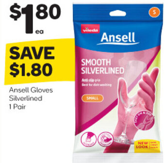 Woolworths Ansell Gloves Silverlined 1 Pair offer