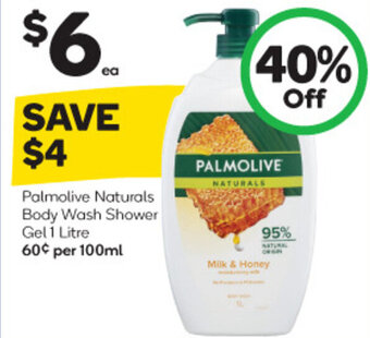 Woolworths Palmolive Naturals Body Wash Shower Gel 1 Litre offer