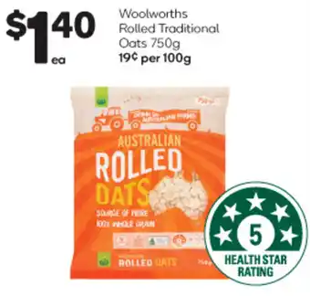 Woolworths Woolworths Rolled Traditional Oats 750g offer