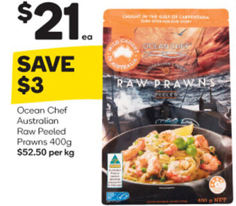 Woolworths Ocean Chef Australian Raw Peeled Prawns 400g offer