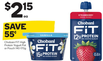 Woolworths Chobani FIT High Protein Yogurt Pot or Pouch 140-170g offer