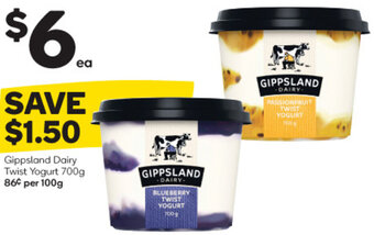 Woolworths Gippsland Dairy Twist Yogurt 700g offer