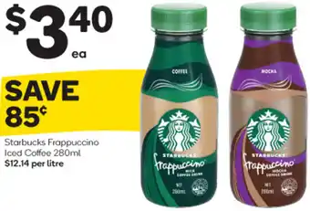 Woolworths Starbucks Frappuccino Iced Coffee 280ml offer