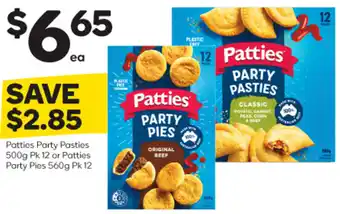 Woolworths Patties Party Pasties 500g Pk 12 or Patties Party Pies 560g Pk 12 offer