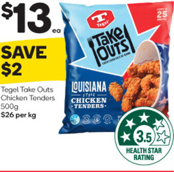 Woolworths Tegel Take Outs Chicken Tenders 500g offer