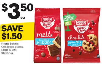 Woolworths Nestle Baking Chocolate Blocks, Melts or Bits 180-290g offer