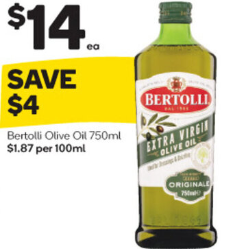 Woolworths Bertolli Olive Oil 750ml offer