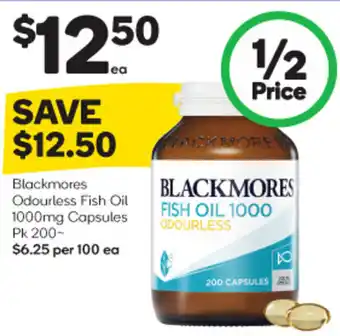 Woolworths Blackmores Odourless Fish Oil 1000mg Capsules Pk 200 CAPSULES offer