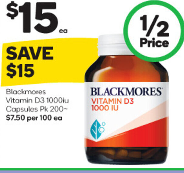 Blackmores Vitamin D3 1000iu Capsules Pk 200 offer at Woolworths