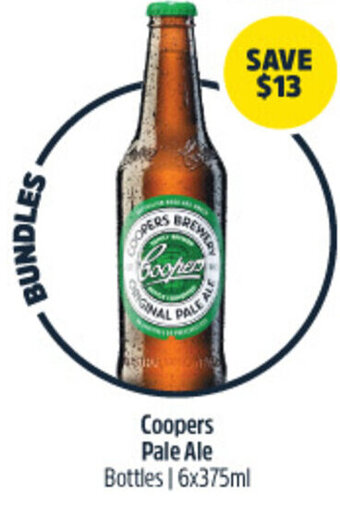 Woolworths Coopers Pale Ale Bottles | 6x375ml offer