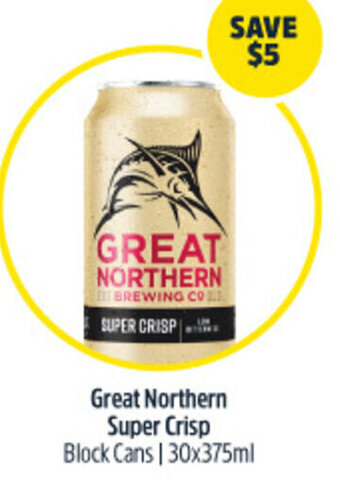 Woolworths Great Northern Super Crisp Block Cans | 30x375ml offer