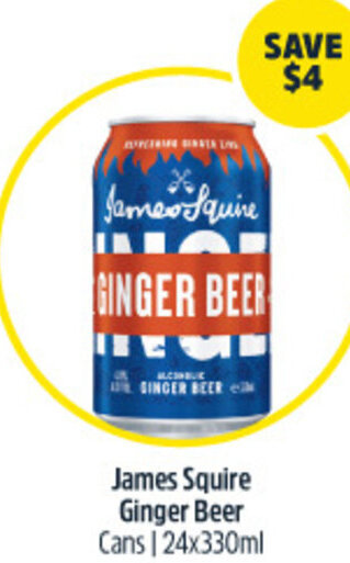 Woolworths James Squire Ginger Beer Cans | 24x330ml offer