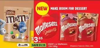Ritchies M&M's or Maltesers 130-180g offer
