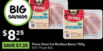 Ritchies Primo Short Cut Rindless Bacon 750g offer