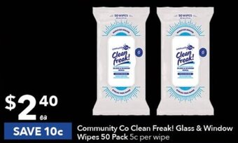 Ritchies Community Co Clean Freak! Glass & Window Wipes 50 Pack offer