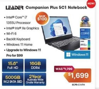 Leader Computers LEADER Companion Plus 5C1 Notebook offer