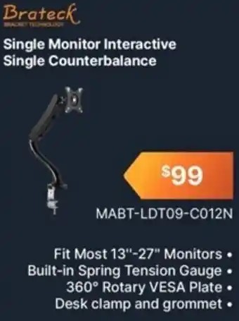 Single Monitor Interactive Single Counterbalance