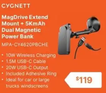 Leader Computers CYGNETT MagDrive Extend Mount + 5KmAh Dual Magnetic Power Bank MPA-CY4620PBCHE offer