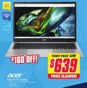 The Good Guys acer Aspire 3 15° i3 Laptop offer