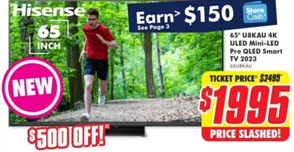 Hisense 65" U8KAU 4K ULED MiniLED Pro QLED Smart TV 2023 offer at The