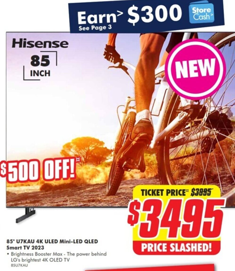 Hisense 85" U7KAU 4K ULED MiniLED QLED Smart TV 2023 offer at The Good