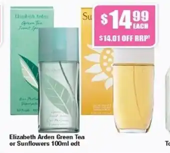 Chemist Warehouse Elizabeth Arden Green Tea or Sunflower 100ml edt offer