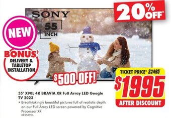 The Good Guys SONY 55" X90L 4K BRAVIA XR Full Array LED Google TV 2023 offer