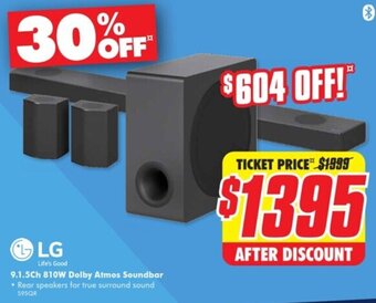 The Good Guys LG 9.1.5Ch 810W Dolby Atmos Soundbar offer