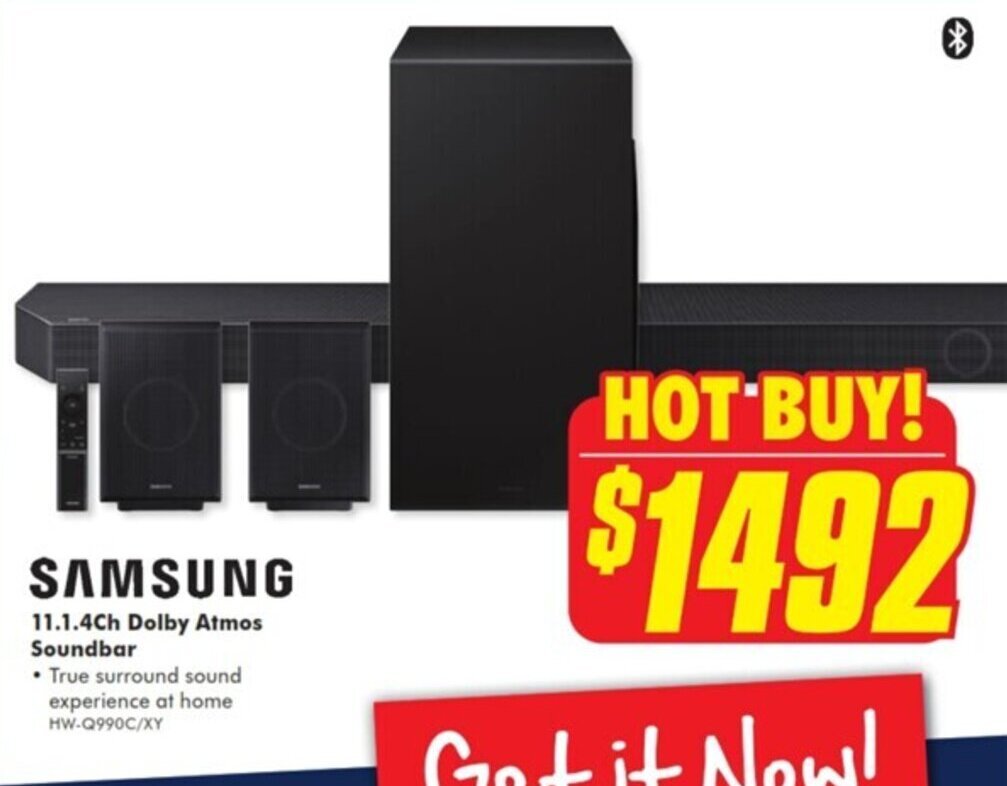SAMSUNG 11.1.4Ch Dolby Atmos Soundbar offer at The Good Guys