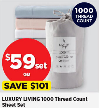 Spotlight LUXURY LIVING 1000 Thread Count Sheet Set offer