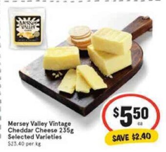 IGA Mersey Valley Vintage Cheddar Cheese 235g offer