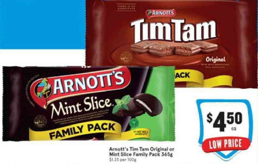 Arnott's Tim Tam Original or Mint Slice Family Pack 365g offer at IGA