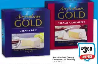 IGA Australian Gold Creamy Camembert or Brie 115g offer