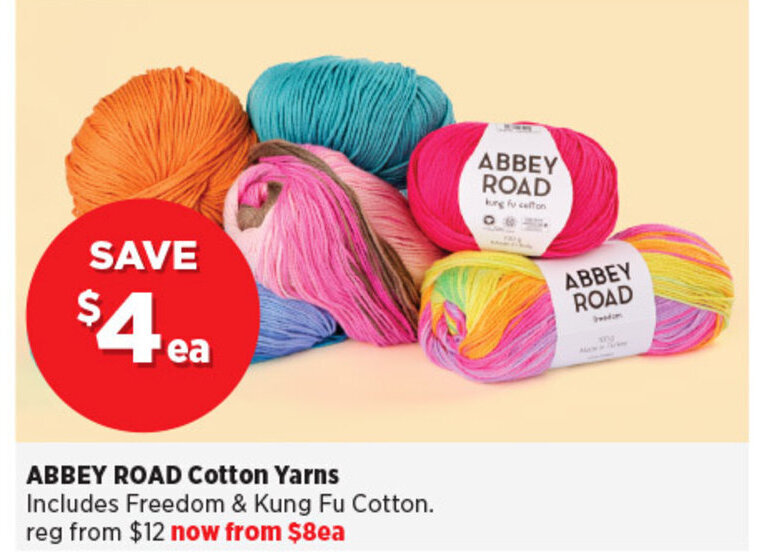 ABBEY ROAD Cotton Yarns offer at Spotlight