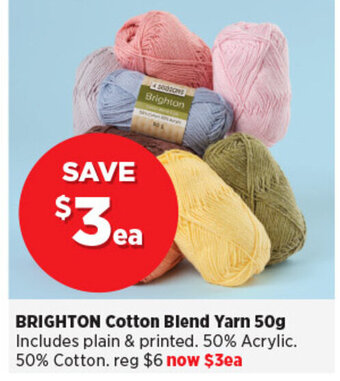 Spotlight BRIGHTON Cotton Blend Yarn 50g offer