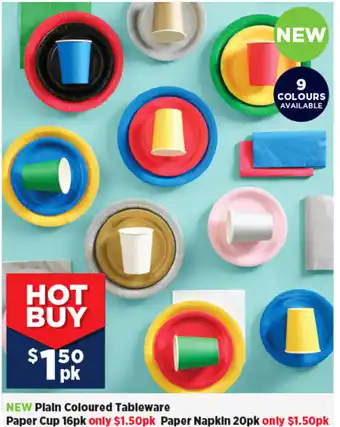 Spotlight NEW Plain Coloured Tableware Paper Cup 16pk offer
