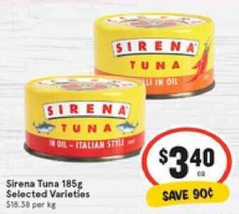 IGA Sirena Tuna 185g offer