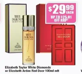 Chemist Warehouse ELizabeth Taylor White Diamonds or Elizabeth Arden Red Door 100ml edt offer