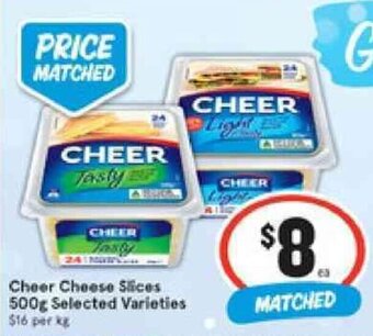 IGA Cheer Cheese Slices 500g offer