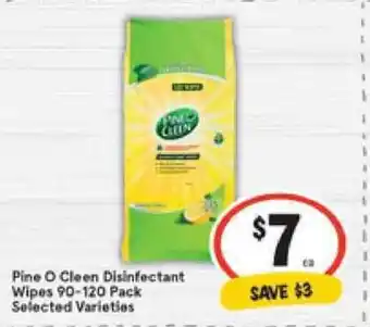 IGA Pine O Cleen Disinfectant Wipes 90-120 Pack offer