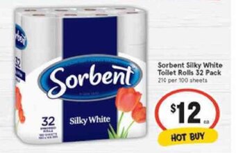 IGA Sorbent Silky White Toilet Rolls 32 Pack offer