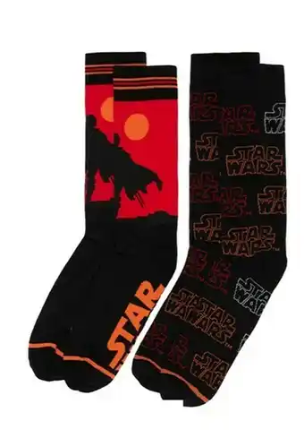 BIG W Star Wars The Mandalorian Mens 2-Pack Socks - Black & Red offer