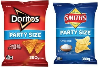 BIG W Doritos or Smith’s Chip Varieties 380g offer