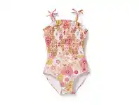 BIG W Wave Zone Girls Shirred One Piece Swimsuits with Repreve Recycled Polyester Sizes 1-7 - Pink & Yellow offer
